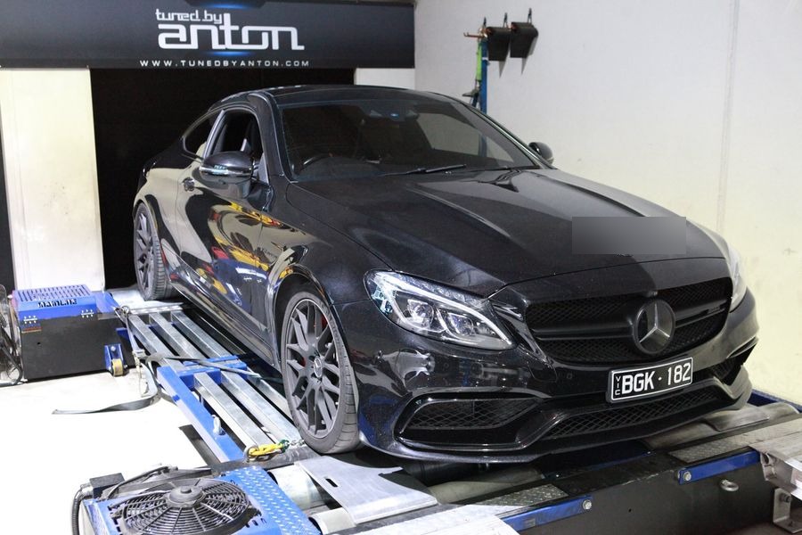 Mercedes C63S FL (2020) at Protunes for Stage 1 ECU calibration
