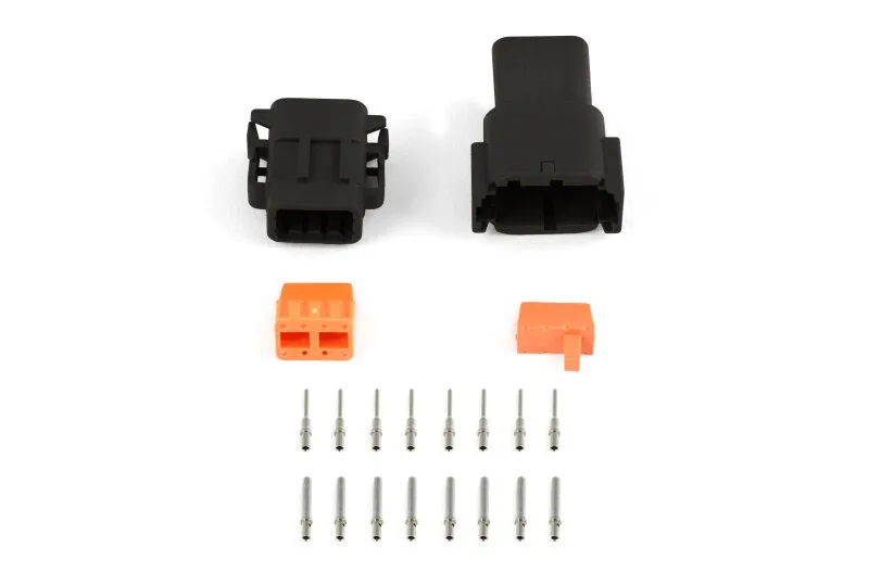 Plug and Pins Only - Matching Set of Deutsch DTM-8 Connectors (Black Keyway B -7.5 Amp)