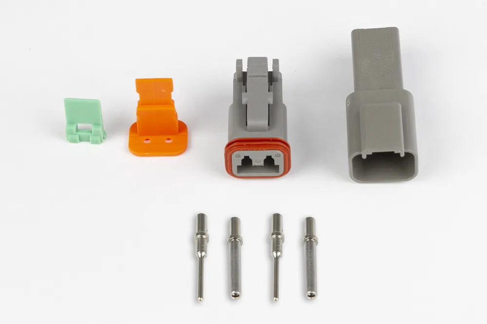 Plug and Pins Only - Matching Set of Deutsch DT-2 Connectors  (DT06-2S + DT04-2P) - ( 13 Amp)