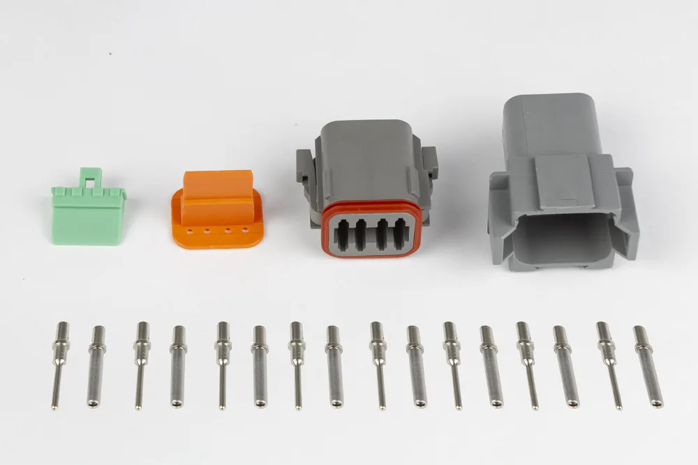 Plug and Pins Only - Matching Set of Deutsch DT-8 Connectors  (DT06-8S + DT04-8P) - ( 13 Amp)